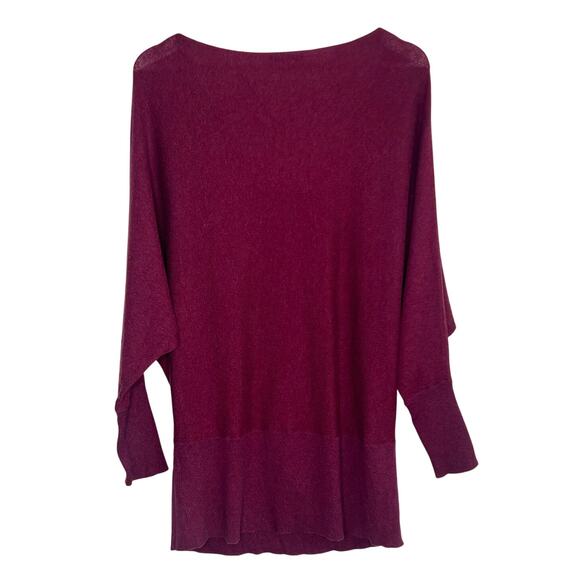 Eileen Fisher Cotton-Cashmere 3/4 Sleeve Drape Cowl Neck Sweater Magenta Medium - Picture 8 of 10